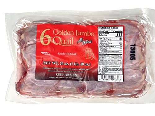 Whole Quail Bone-in - Includes 36 Whole Quail / 4.0-5.0 oz. each - 6 packages of 6 Frozen Whole All Natural Quail Meat - Ready to Cook - Product of