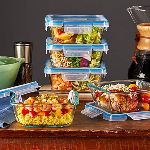 Snapware Glass Total Solutions (12-Pack) Food Storage Containers Set | Airtight & leakproof plastic locking BPA-free lids, freezer, dishwasher, microwave safe