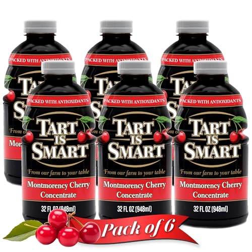 Tart is Smart Montmorency Tart Cherry Juice Concentrate, Cherry Juice Bottle Beverage, Rich in Antioxidants, Ideal for Muscle Recovery and Sleep Support, No-Added Sugar - 32 Ounce Bottle (Pack of 1)