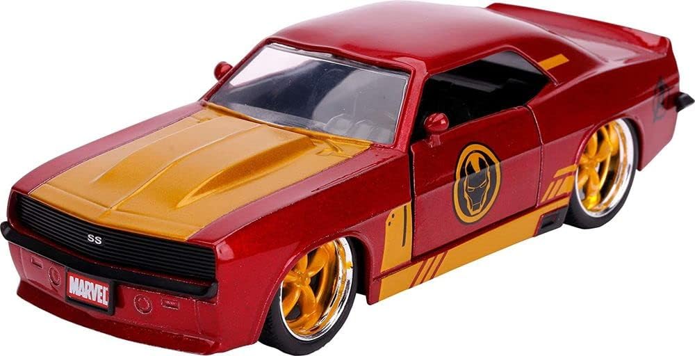 Jada Toys Marvel 1:32 1969 Chevy Camaro Iron Man Die-cast Car, Toys for Kids and Adults