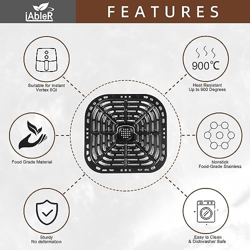 Original Instant Vortex Air Fryer Grill Pan Replacement Tray 6 Quart - Grill Plate Crisper Plate for Instant Vortex 6 Qt/Gourmia GAF735 6 QT