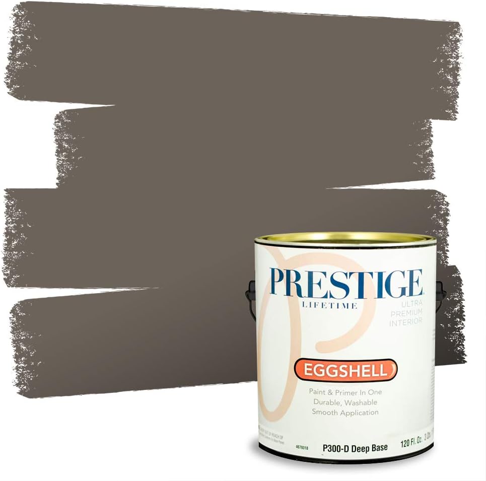 PRESTIGE Paints Exterior Paint and Primer In One, 1-Gallon, Flat, Comparable Match of Sherwin Williams* Grizzle Gray*