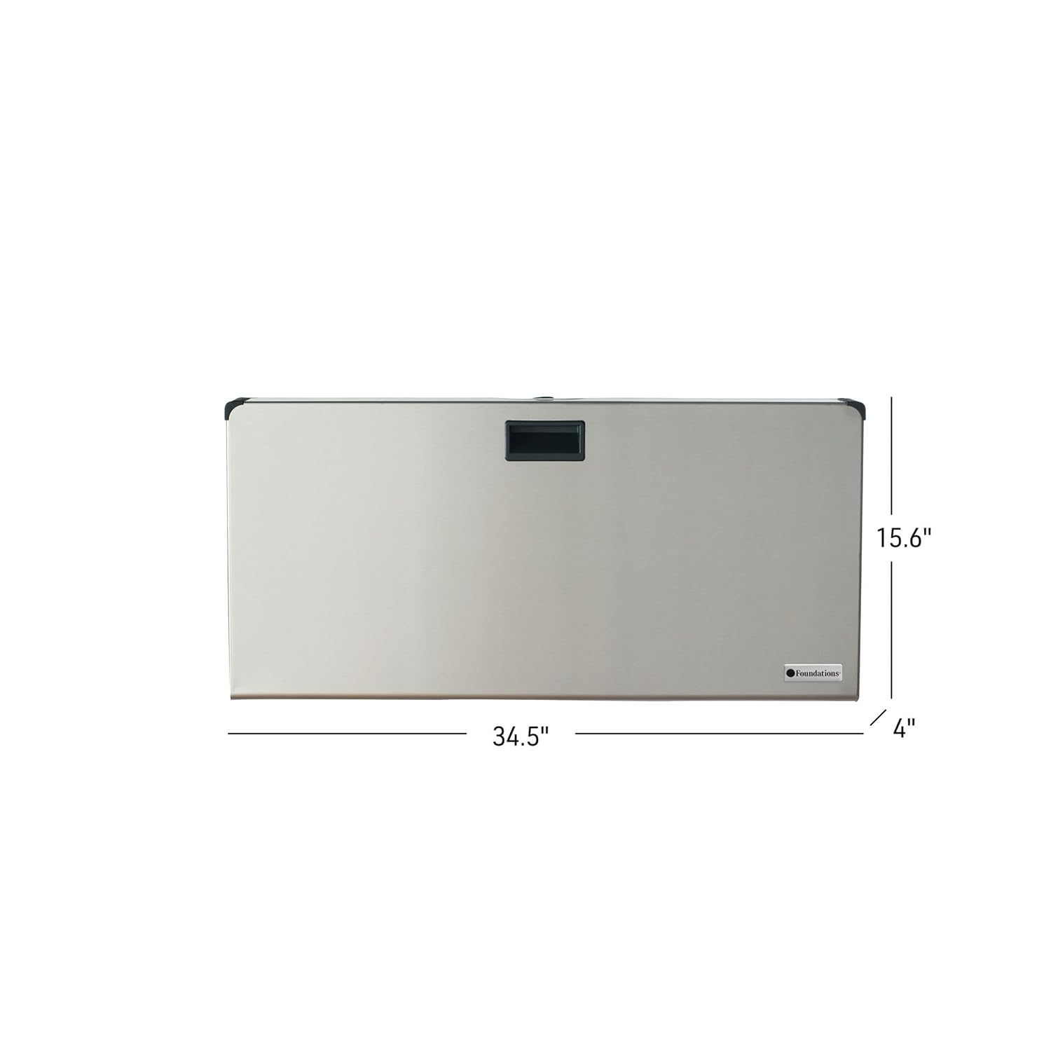 Foundations Stainless Steel Frameless Horizontal Baby Diaper Changing Station, Wall Mounted, Built in Liner Dispenser, Dual Bag Hooks (5410339)
