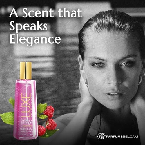 Luxe Perfumery Sugar Bliss Hair & Body Perfume Mist – Sweet Gourmand Fragrance with Raspberry, Chocolate, Vanilla & Musk – Hydrating Coconut Oil & Glycerin, Lightweight Daily Mist for Women, 8 Fl Oz