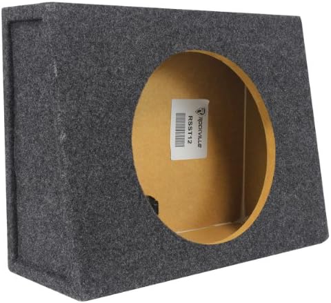 Rockville RSST12 Single 12" Sealed Shallow Car/Truck Subwoofer Enclosure | 0.9 cu.ft., 5/8" MDF, Made in USA, Gold Terminals, 6" Mounting Depth