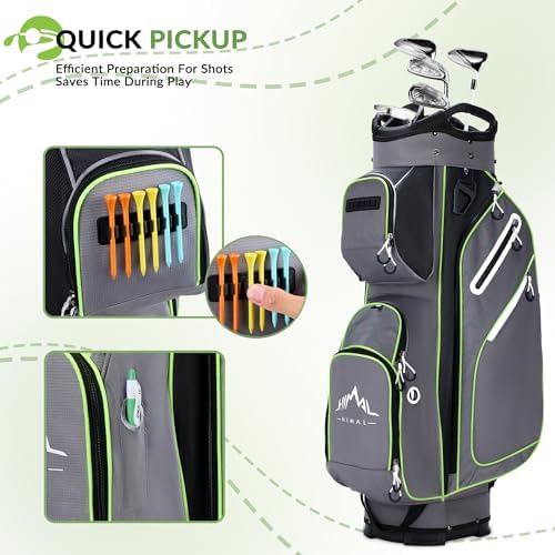 14-Way Golf Cart Bag, Full-Length Divider, Large Storage | Handles,Rain Cover,Multiple Pockets