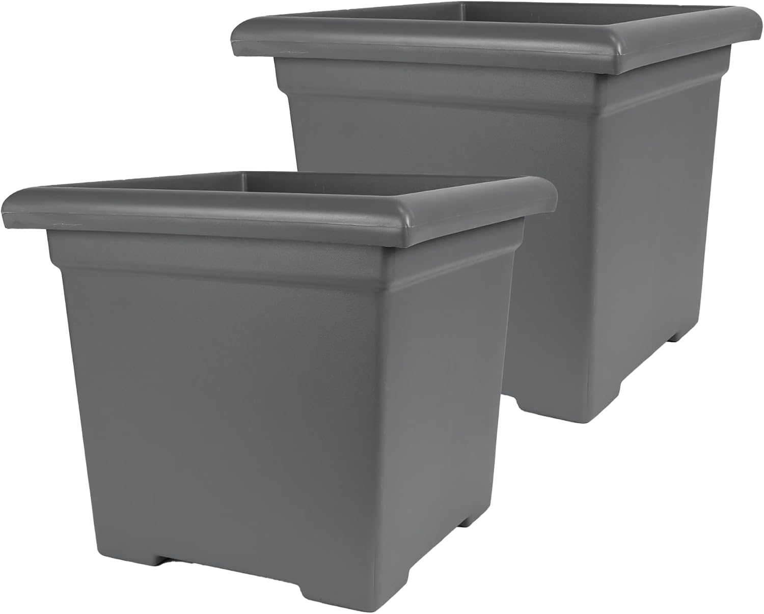The HC Companies Accent Square Plant Pot w/Drainage - Classic Planters for Outdoor Plants & Indoor Plants - Lightweight & UV-Resistant Square Planter Box (15.5”, Sandstone, Pack of 1)