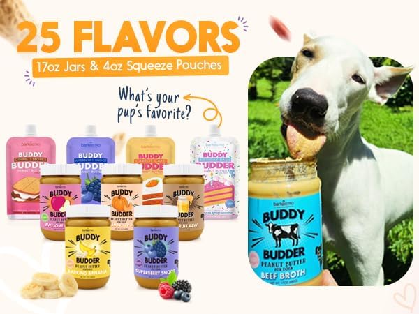 BUDDY BUDDER, Ruff Ruff Raw, Natural Dog Peanut Butter, Dog TreatMade in USA, (17 oz Jars)