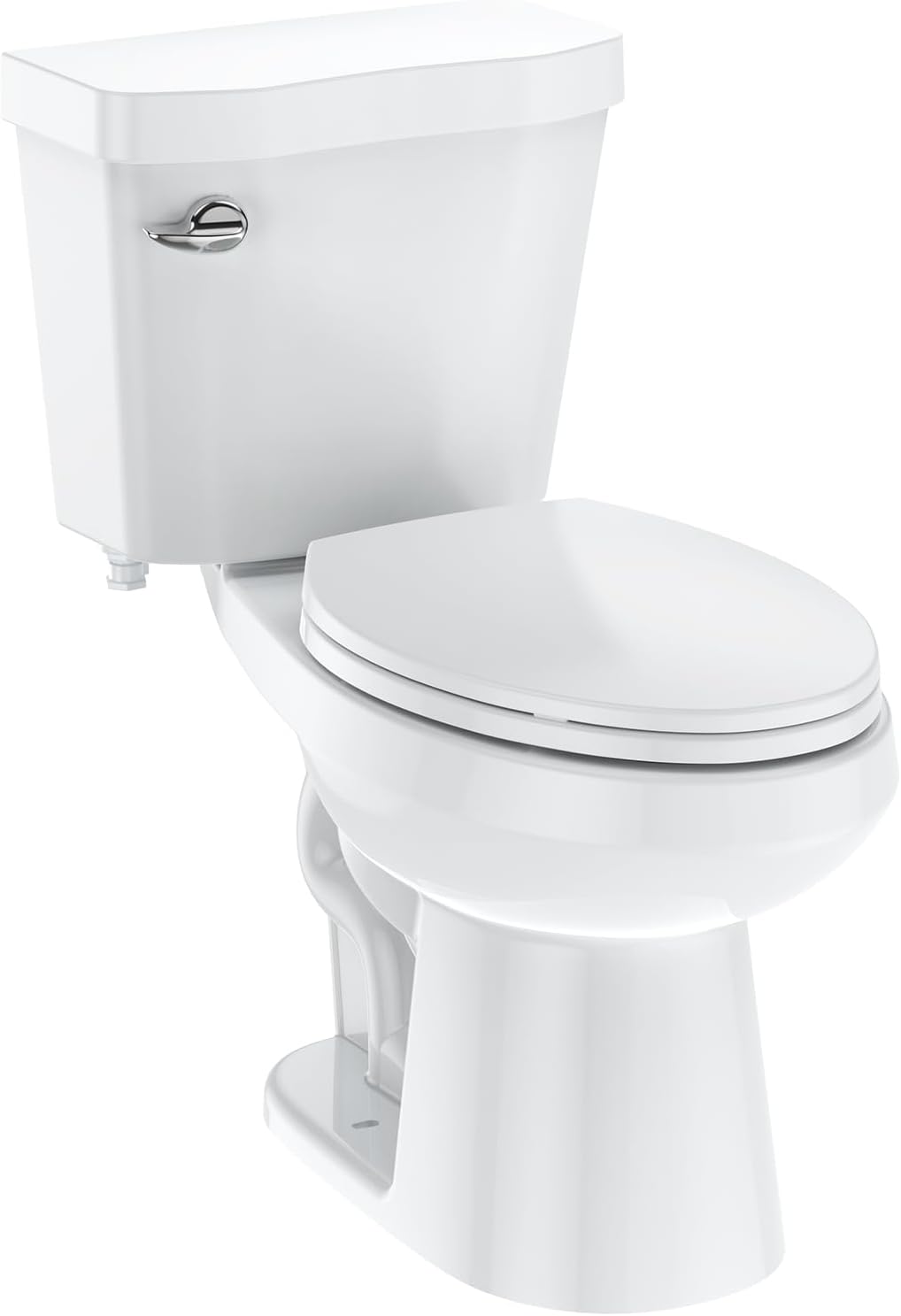 Two-Piece Toilets for Bathrooms, Comfort ADA Toilet with 19" Height, Elongated with Soft Close Seat, Power Flush 1.28 GPF