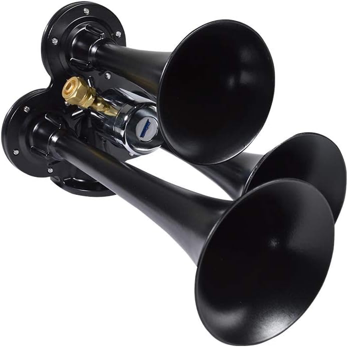 Hornblasters Stealth Black Caboose 12/24 Volt Air Horn Only - 3 Trumpets - Unique Tone
