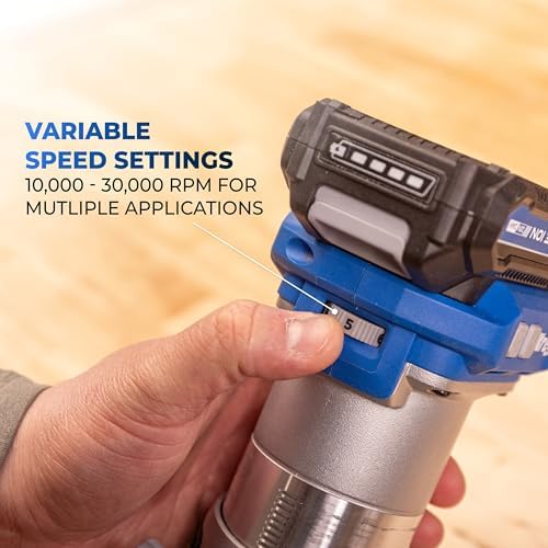 Kreg 20V Ionic Drive 1/4 Inch Trim Router - Cordless 20V for Woodworking - Micro-Adjustment Trim Tool - Dual LED Lights - Precise Electric Handheld
