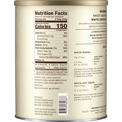 Ghirardelli Sweet Ground Chocolate 3 lb & White Chocolate 3.12 lb Powder | With Ghirardelli Stamped Barista Spoon