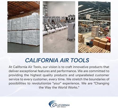California Air Tools 20040CAD Powerful 4.0 HP Ultra Quiet and Oil-Free Air Compressor, 20 Gallon Tank, 75 dB Noise Level, White, 220v 60hz, with Automatic Drain Valve