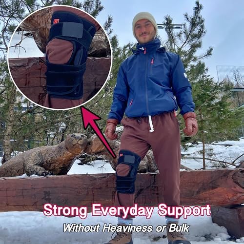 Hinged Knee Brace Support with Strap & Side Patella Stabilizers for Protection & Pain Relief for Arthritis, Meniscus Tear, ACL, MCL - Sports Compression Wrap for Running & Recovery - Men & Women