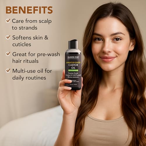 Majestic Pure Jamaican Black Castor Oil, 100% Natural Oil - 16 Fl Oz
