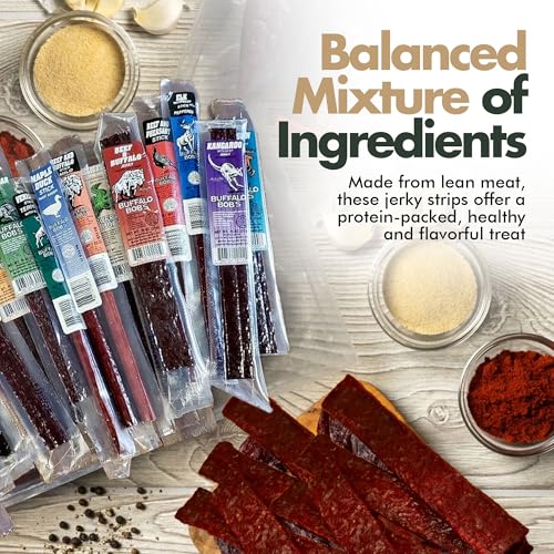 Jerky-n-Spice Wild Game Exotic Meat Sticks (10-Pack) | Ultimate Beef Jerky | Savory Snacks Variety Pack for Adults | Perfect Gifts for Anniversary, Camping, Hunting & Birthday Events