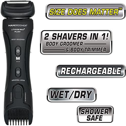 MANGROOMER Lithium Max Plus Body Groomer, Ball Groomer, Body Trimmer, Electric Groin Hair Trimmer with Free Bonus Foil Included