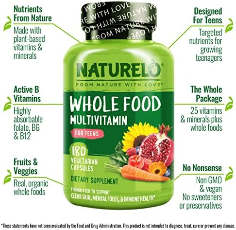 NATURELO Multivitamins for Teenage Girls/Boys, 120 Capsules