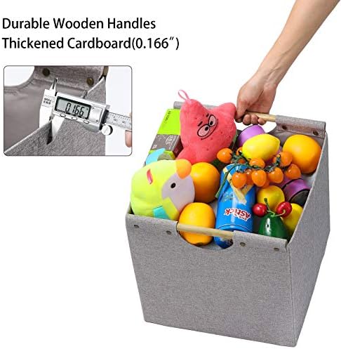 HOONEX Collapsible Storage Bins, 13x13x13 Inches Storage Cubes Linen Fabric, 3 Pack