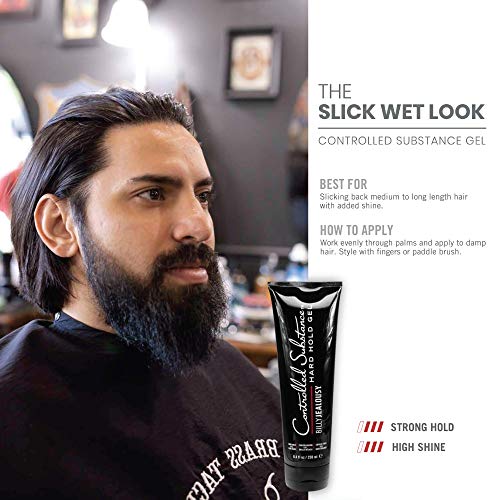 Billy Jealousy Controlled Substance Hard Hold Mens Styling Gel, Professional Hair Cream with Sunflower and Sage Extracts, Water-Based & Alcohol Free