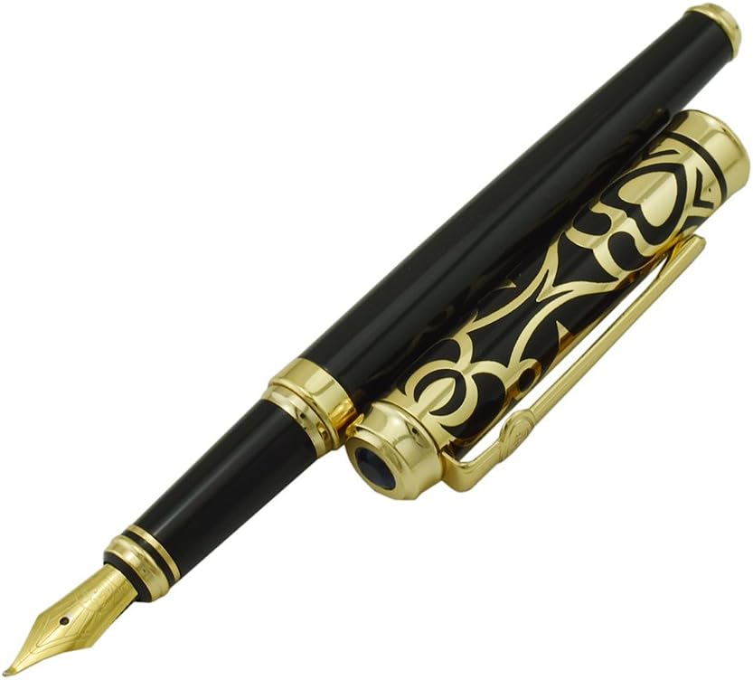 Duke Fude Nib Fountain Pen Medium to Broad Nature Mother Pearl on Cap with Pen Pouch sketching Art Drawing Signature Calligraphy Pen Case Set