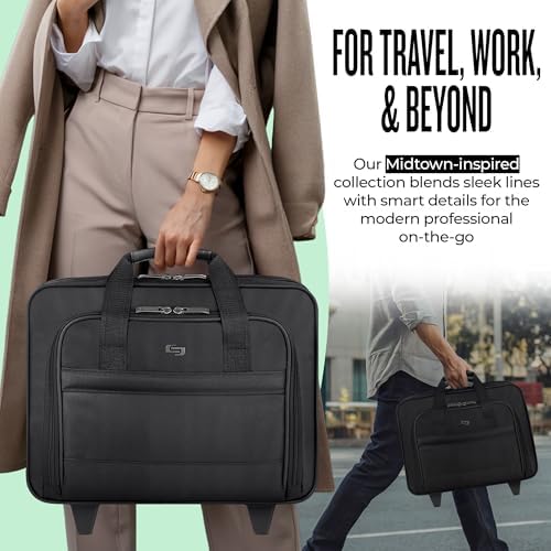 Solo New York Rolling Case with Wheels - Roller Laptop Bag, Wheeled Briefcase for Women & Men, Carry On Size for Travel