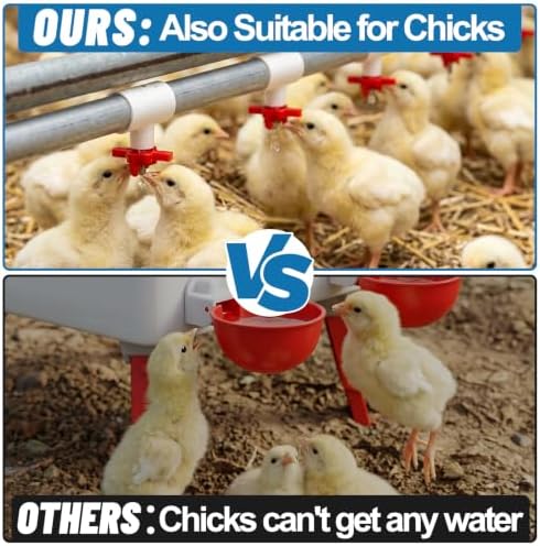 20 Pack Chicken Waterer Nipples for Chicks to Chickens with Drill Bits | Water Saving Design, Easy Install Leakproof Poultry Watering System, Chicken Coop Accessories, Quail Water Feeder
