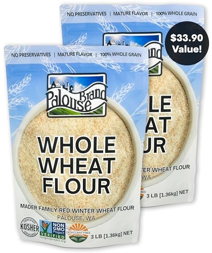 Palouse Brand Certified Glyphosate Residue Free Whole Wheat Flour | 9 LBS | Non-GMO | Unbleached | Stone Ground | Certified Kosher Parve | USA Grown