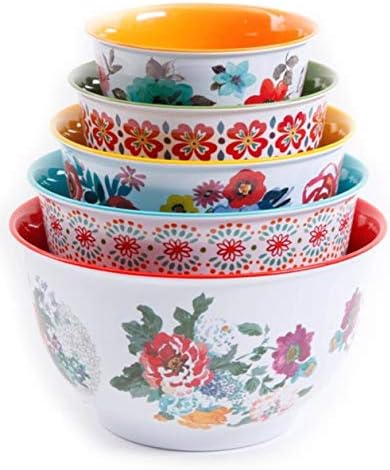 The Pioneer Woman 10-Piece Nesting Mixing Serving Bowl Set features Unique Vibrant Colors