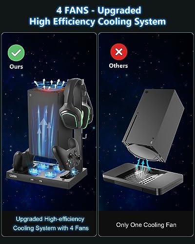 Lictin Cooling Fan Charging Station for Xbox Series X Console & Controller | Upgraded 4 Cooler Fan System Stand