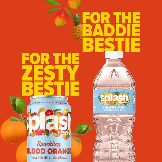 SPLASH REFRESHER Flavored Water Bottles, Lemon - 6 Pack | Refreshing Flavored Bottled Water with Electrolytes - Zero Sugar & Zero Calories - 16.9 Fl Oz