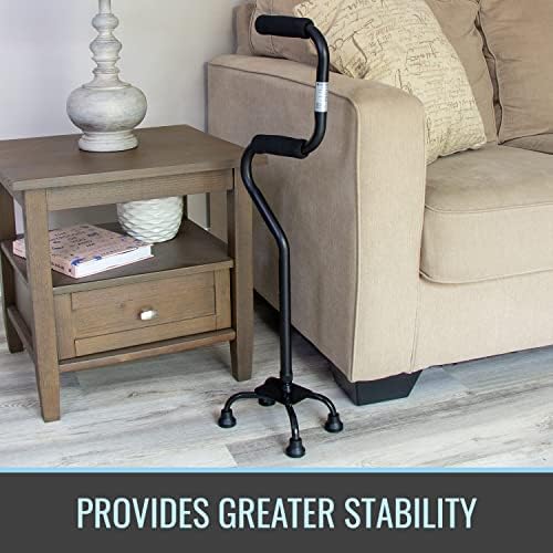 HealthSmart Quad Walking Cane, Sit To Stand Walker, Adjustable Canes for Men, Canes for Women, FSA HSA Eligible with Quad Base, Foam Handles Quad Cane