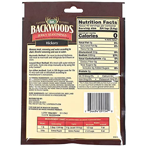 LEM Backwoods Hickory Jerky Seasoning, 3.6oz (103g)
