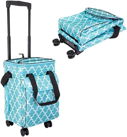 Ultra Compact Cooler Smart Cart with Wheels - Collapsible Insulated Cooler Bag - Foldable Travel Cooler 36 Cans - Leak Proof Trolley - Black