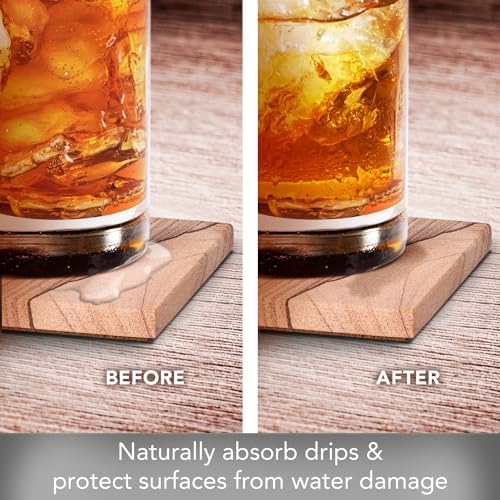 Thirstystone Sandstone Cinnabar Coasters | Protective Cork Backing, Eco-Friendly, Absorbent, Easily Wipes Clean