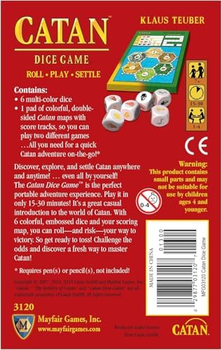 CATAN Dice Game - Portable Fun for On-the-Go Adventures! Strategy Game, Family Game for Kids and Adults, Ages 7+, 1-4 Players, 15-30 Minute Playtime