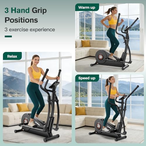 pooboo Elliptical Machine, Elliptical Exercise Machine with 16-Level Resistance&Quiet Magnetic Driving System, Elliptical Machine for Home with LCD Monitor&15.5-17IN Stride, 350LBS Weight Capacity