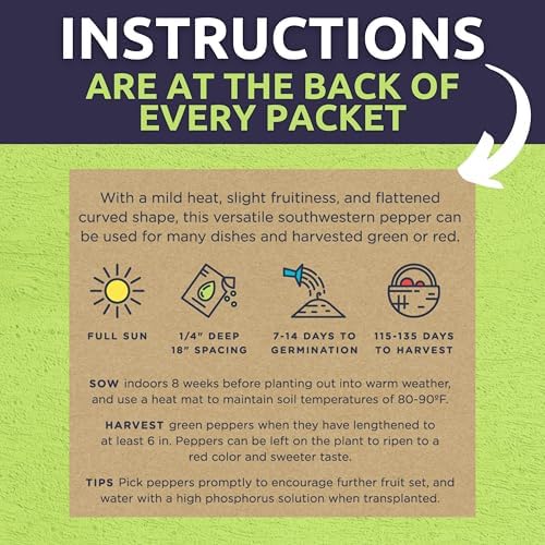 Organic Hot Pepper Seeds Variety Pack - 8 Individual Packs - 2026 Season - Habanero, Jalapeno, Cayenne