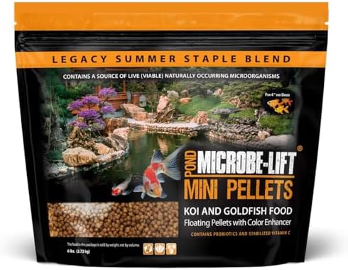 MICROBE-LIFT MLLMPSM Mini Floating Fish Food Pellets for Ponds, Water Gardens, and Fountains, for Small Live Goldfish and Koi, 12 Ounces