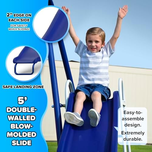 Sportspower Almansor Metal Swing, Slide and Trampoline Set with Slide