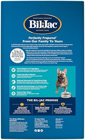 Bil-Jac Small Breed Adult Dry Dog Food with Chicken & Probiotics | 6 lb | Fresh Chicken Is #1 Ingredient with Easy-to-Chew Bites, Probiotics & Omega Fatty Acids for Energy, Digestion & Skin Health