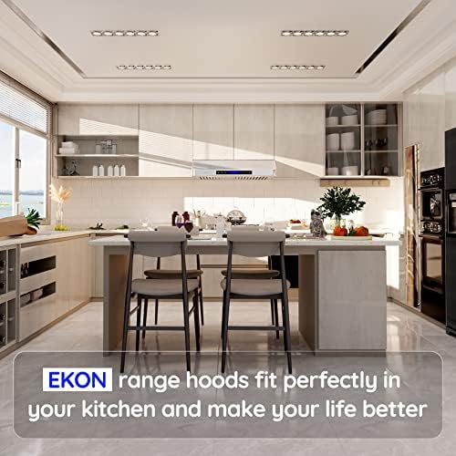 EKON 42 inches Under Cabinet Range Hood, 900 CFM Stainless Steel Kitchen Chimney Vent