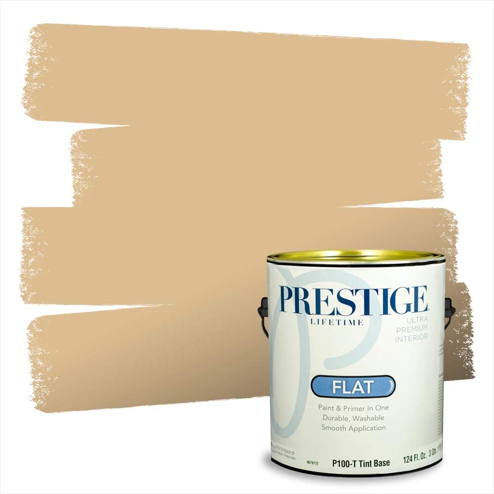 PRESTIGE Paints Exterior Paint and Primer In One, 1-Gallon, Satin, Comparable Match of Sherwin Williams* Relaxed Khaki*