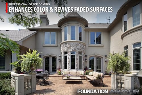 Armor AR350 Low Gloss Wet Look Concrete Sealer 5 Gallon - Professional Grade Color Enhancing Solvent Based Acrylic Sealer for Exterior Concrete and Pavers - 700 VOC