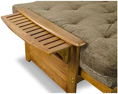 Brentwood Tray Arm Queen Size Wood Futon Frame - Heritage Finish