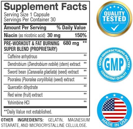 BPI Sports B4 – Extra Strength Natural Fat Burner for Women & Men – Keto-Friendly Fat Burner Capsules, Weight Loss & Appetite Control -Caffeine