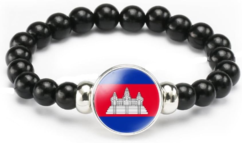 vmcoatdu National Flag Bracelet Elastic Rope Beaded Bracelet Support Your Country Travel Souvenir Gifts for Men Women