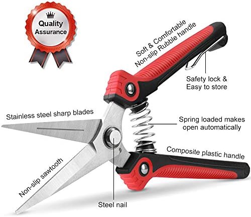 WYF Pruning Scissors, Professional Garden Shears - Straight Stainless Steel Blades - Sharp Gardening Hand Pruner for Garden Harvesting Fruits