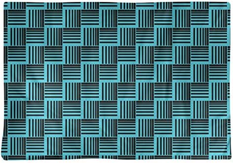 Dana Strider Black & Color Basketweave Stripes Table Placemat, 18 x 14, Teal
