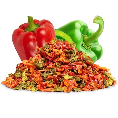 Dehydrated Dried Red and Green Bell Peppers Mix by It's Delish – 48 Oz (3 lbs) Restaurant Gallon Size Jug With handle – Sealed to Maintain